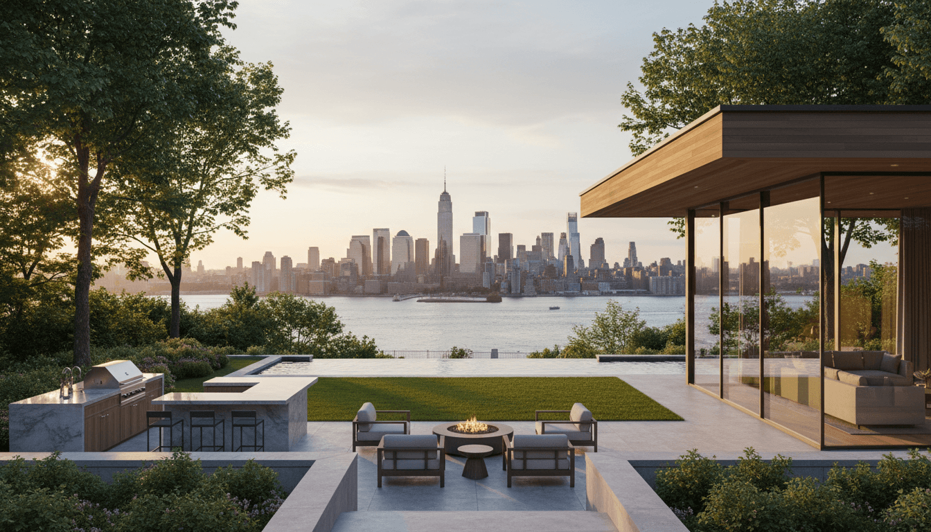 Luxury waterfront home with Manhattan skyline view in New Jersey